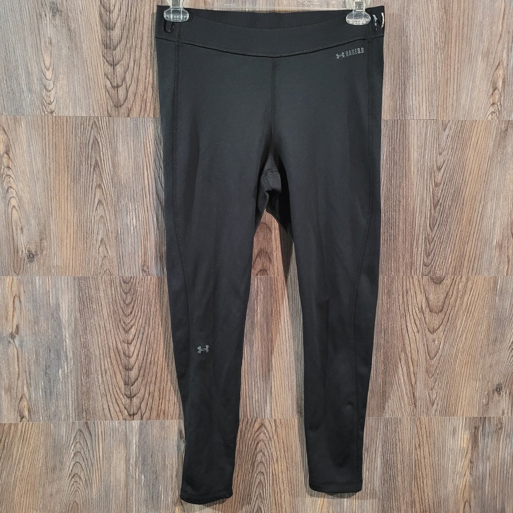 Under Armour Base Layer 3.0 Fitted Leggings Women's Sz L Black Coldgear Stretch